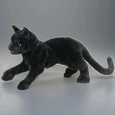 Black Cat Full Body Folkmanis Realistic Movable Mouth Hand Puppet Plush 13"