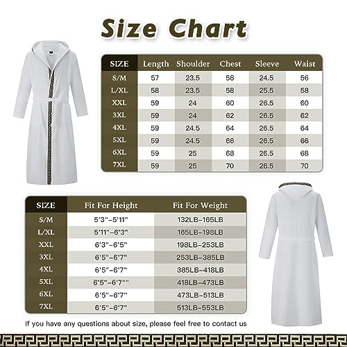 Mens Robes Big and Tall with Hood X-Large-XX-Large Big Tall White & Black Trim - Picture 7 of 7