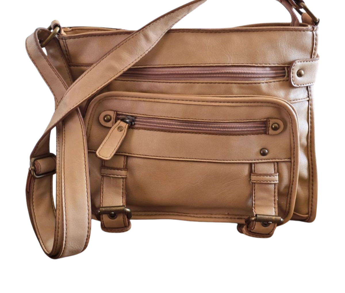 VINTAGE St Johns Bay PURSE Multi Pocket ORGANIZER Brown VEGAN