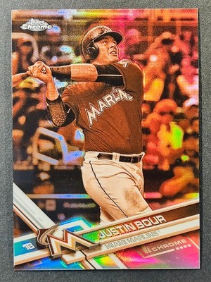 2017 Topps Chrome Sepia Refractor #181 Justin Bour Miami Marlins