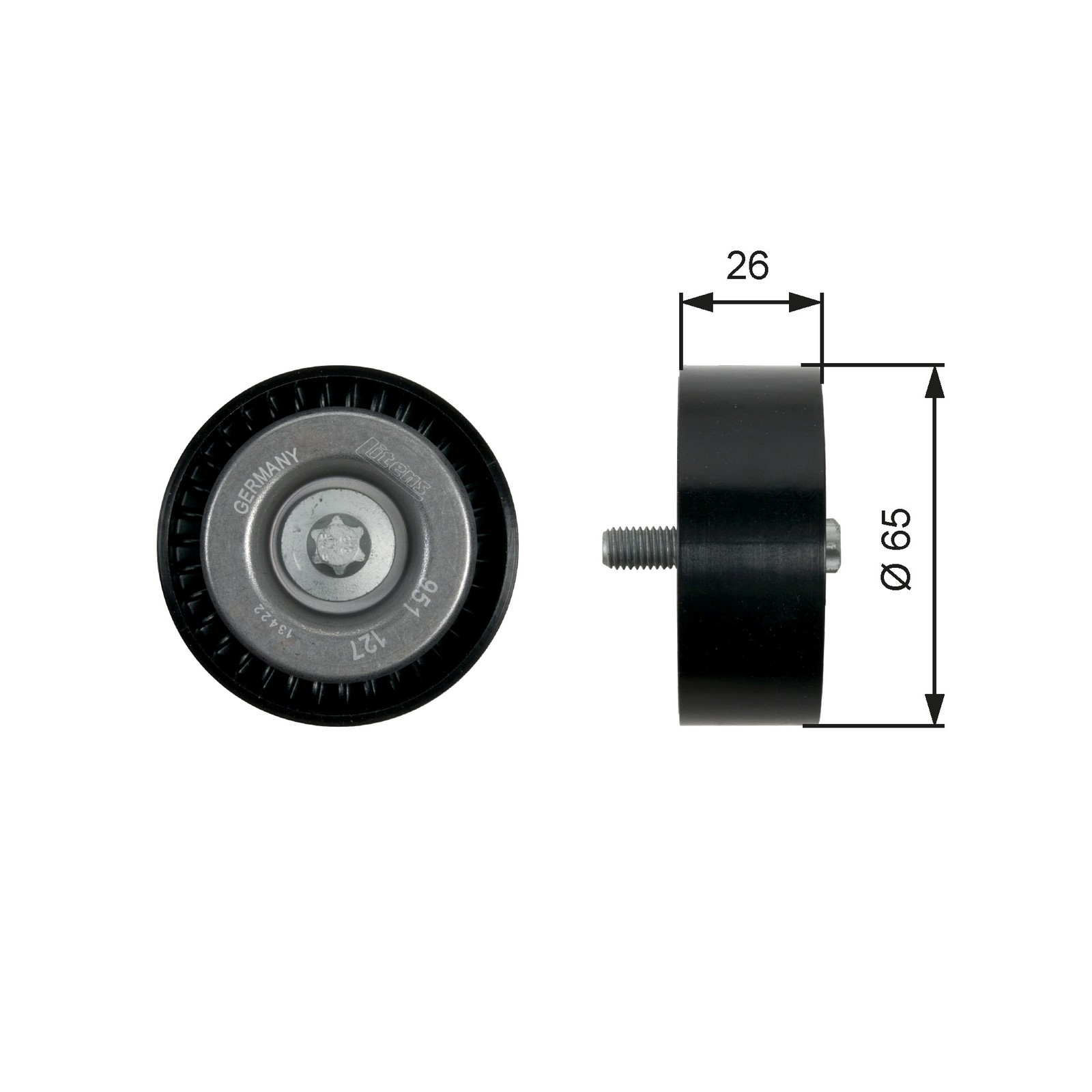 GATES-OE T36437 Deflection/Guide Pulley, V-ribbed belt for MERCEDES-BENZ