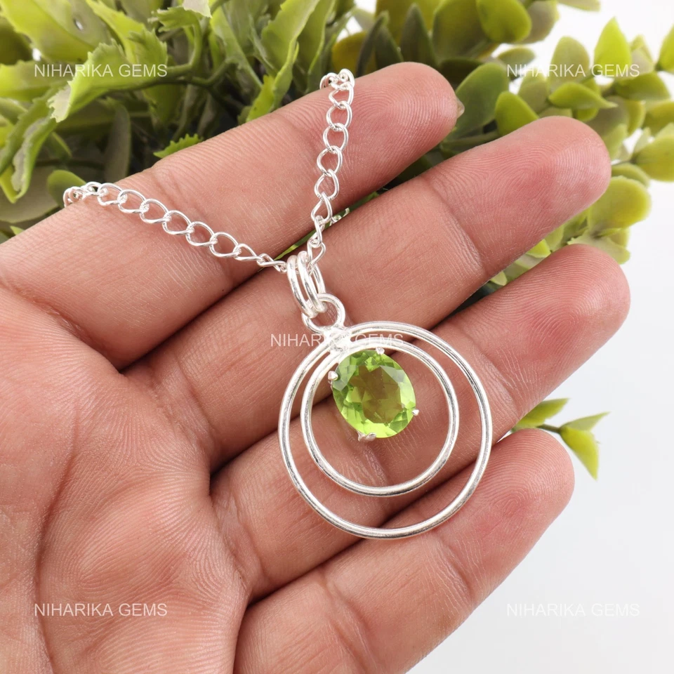 Peridot Edelstein Kunst Deko Boho August Ethno Geburtstag Anhänger Schmuck 925 - Bild 3 von 4