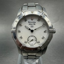 Bulova Marine Star Watch Women 30mm MOP Dial Steel Small Seconds 96P001 NewBatt
