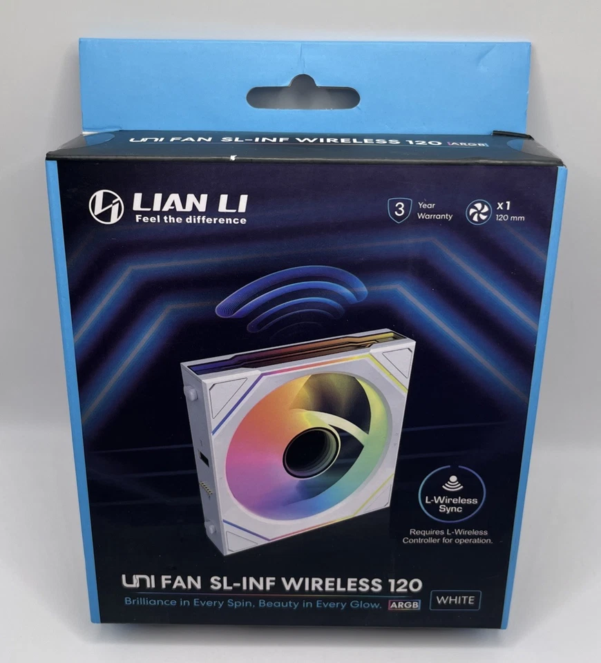 Lian Li UNI Fan SL-Infinity Wireless 120 Single Model: 12SLIN1W1B WHITE Sealed - Image 2 of 4