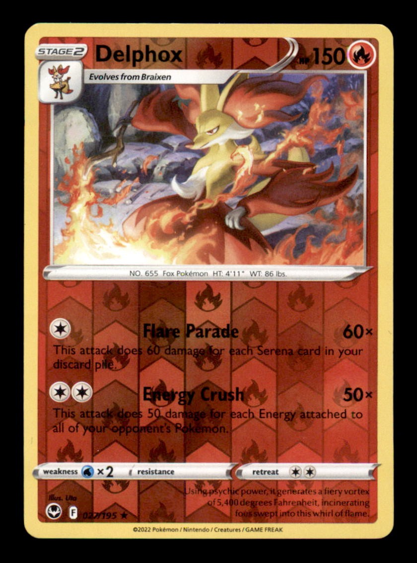 DELPHOX 027/195 REVERSE HOLO RARE SILVER TEMPEST NM/M