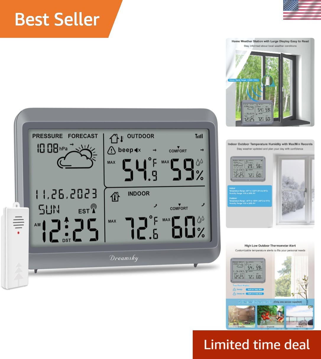 With Dual Alert Modes & Humidity Tracking