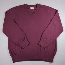 LL Bean Cashmere Blend Sweater Mens Large Burgundy Pullover V Neck Long Sleeve