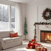 KüNstlicher Halb-Weihnachtsbaum Mit StäNder Schlank GrüN 150 Cm