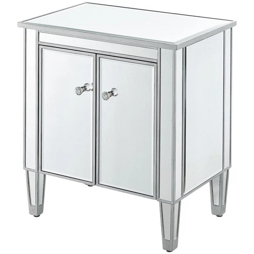 Elegant Decor Reflexion 2 Doors 24" Mirrored Accent Cabinet in Antique Silver - Picture 1 of 11