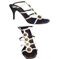 Donald Pliner White Vachetta Leather Shoe New Exotic Strappy Sandal 285 NIB