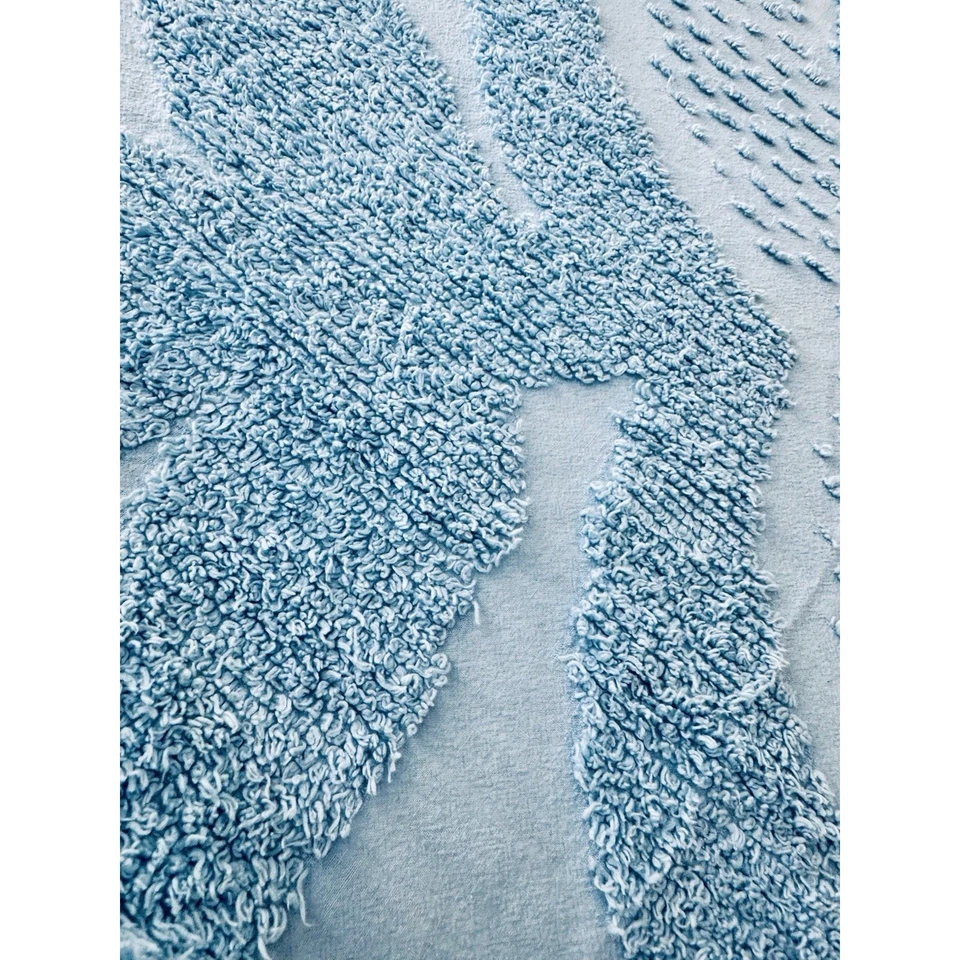 Винтажный синий хлопок шениль королевский размер покрывало впечатляющий - Изображение 3 из 4