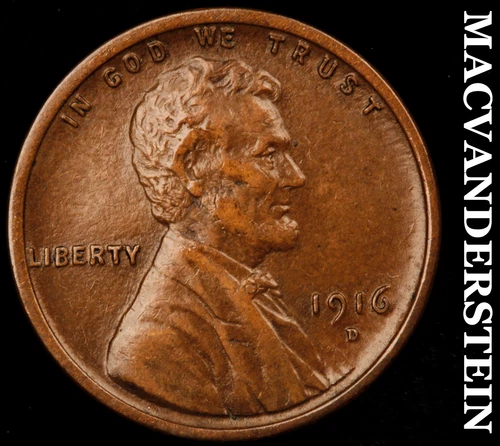 1916-D Lincoln Wheat Cent- Semi Key- Extra Fine Better Date No Reserve #J2175