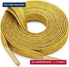 Flat Shiny Metallic Shoelaces: 2 Pairs Glitter Sneakers Shoe Laces  Sparkly Sho