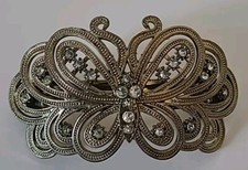 Metal Butterfly Barrette with Clear Rhinestones