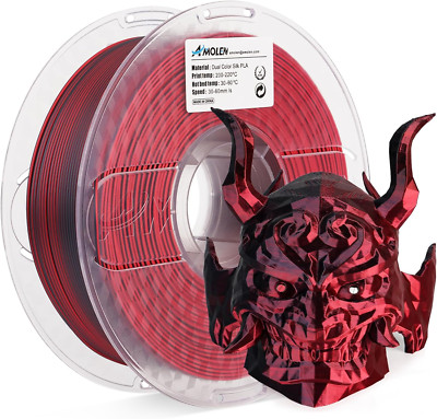 Silk PLA 3D Printer Filament, Silk Dual Color Red Black PLA Filament 1.75Mm, Shi