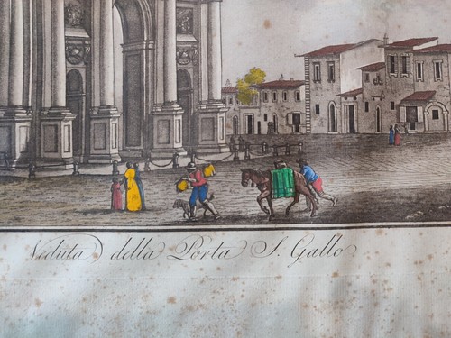 Firenze Terreni Pera acquatinta 1800 stampa antica Porta San Gallo Toscana - Picture 3 of 7