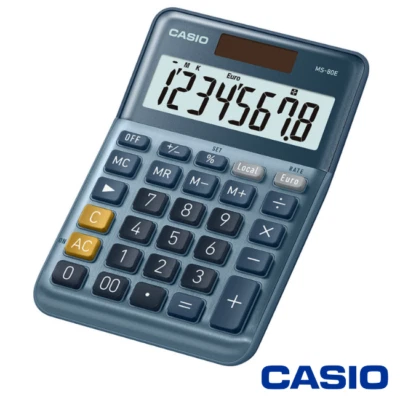 CASIO MS80 8-STELLIG SCHREIBTISCH TOP SOLARBETRIEBENER RECHNER EURO UMWANDLUNG - MS80E-WK