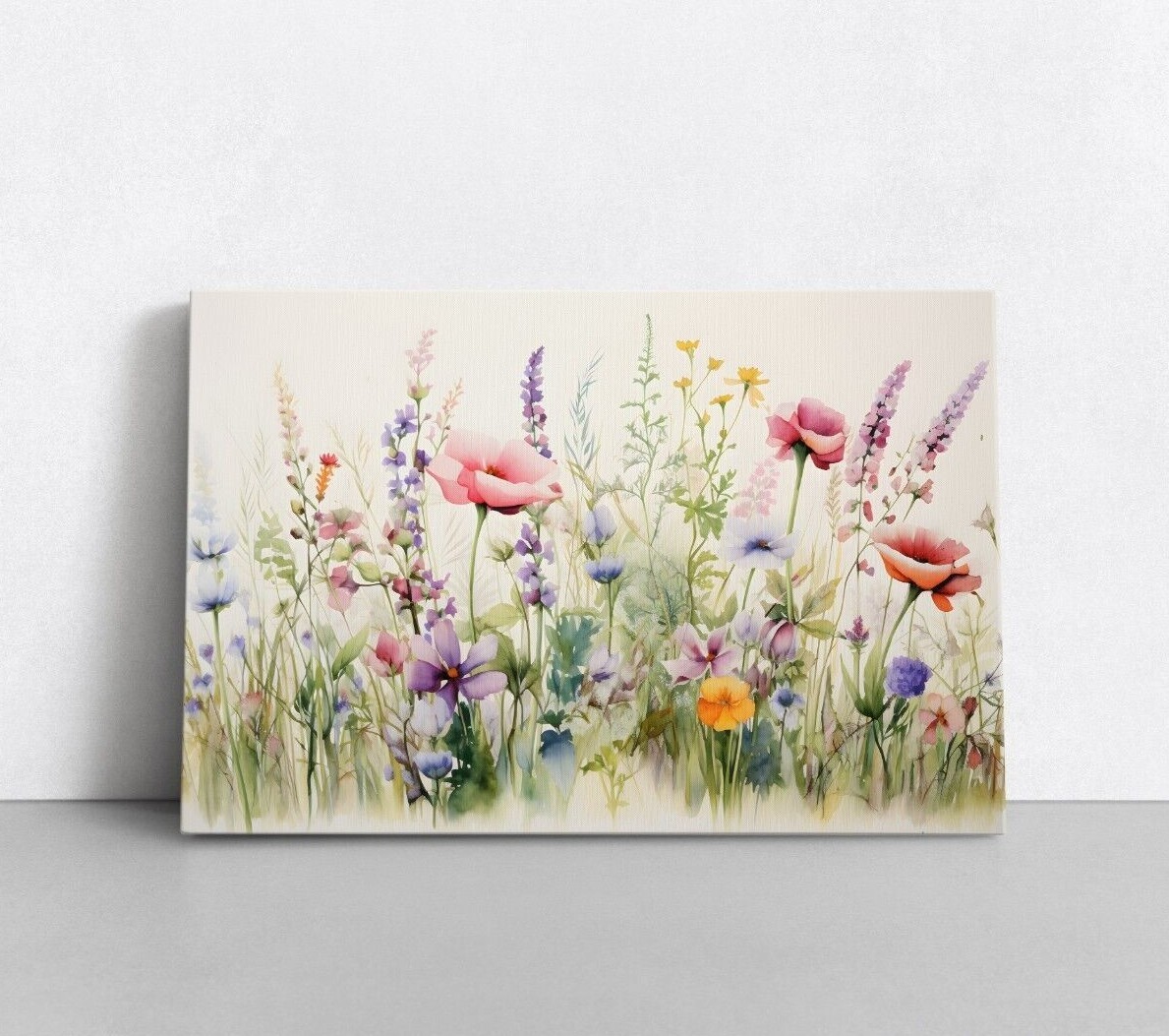 Watercolor Wildflowers Painting Wall Art Print Canvas Floral