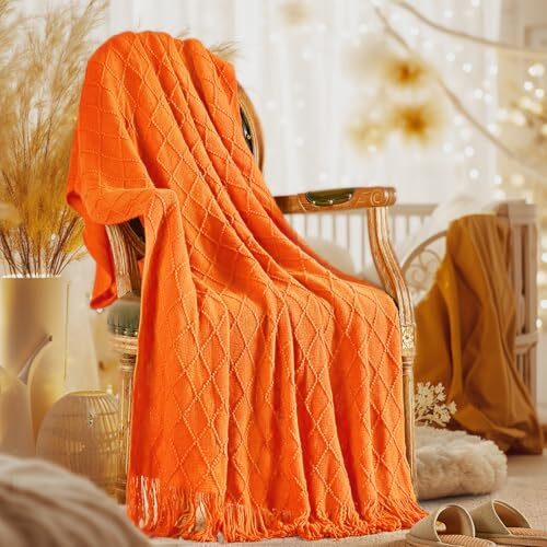 Fall Throw Blanket Halloween Decor for Couch, Soft Living 50"x60" Burnt Orange - 第 1/6 張圖片