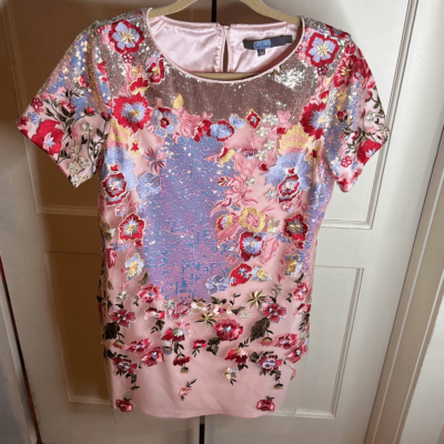 Eva Franco Harlan Sequin Mini Dress - Pink Crepe Souffle New Size 10 | eBay