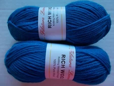 Filatura Lanarota Rich 100% wool yarn, Turquoise, lot of 2 (104 yds each)