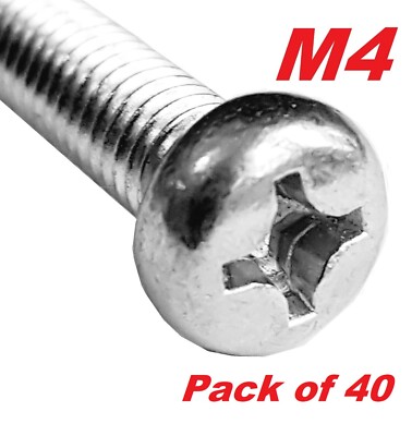 A2 Edelstahl JIS Philips Kopfschrauben - M4 x 60 mm (40er Pack)