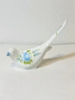 Fenton Milk Glass Blue Bird of Happiness Hand Painted Floral Long Tail