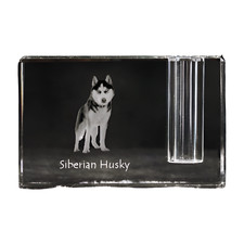 Husky Sibérien - Porte-Stylo, Organiseur en Cristal Avec Photo de Chien, Unique