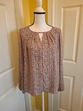 PLEIONE MULTICOLORED GEOMETRIC BLOUSE, SIZE L