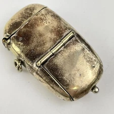 Antique Silver Plated Combination Vesta, Sovereign & Stamp Case / Holder 6.7cm