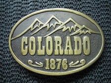 COLORADO 1876 BELT BUCKLE VINTAGE RARE ADEZY 1970s USA ROCKY MOUNTAINS