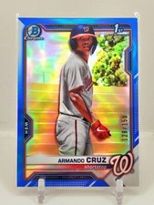 NON AUTO 2021 Bowman Chrome 1st Armando Cruz Blue Refractor 128/150 ROOKIE RC SP