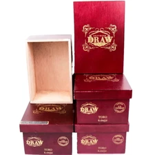 Lot of 5 Southern Draw Toro Rose of Sharon Wooden Cigar Box 6.75" x 4.5" x 3.25"