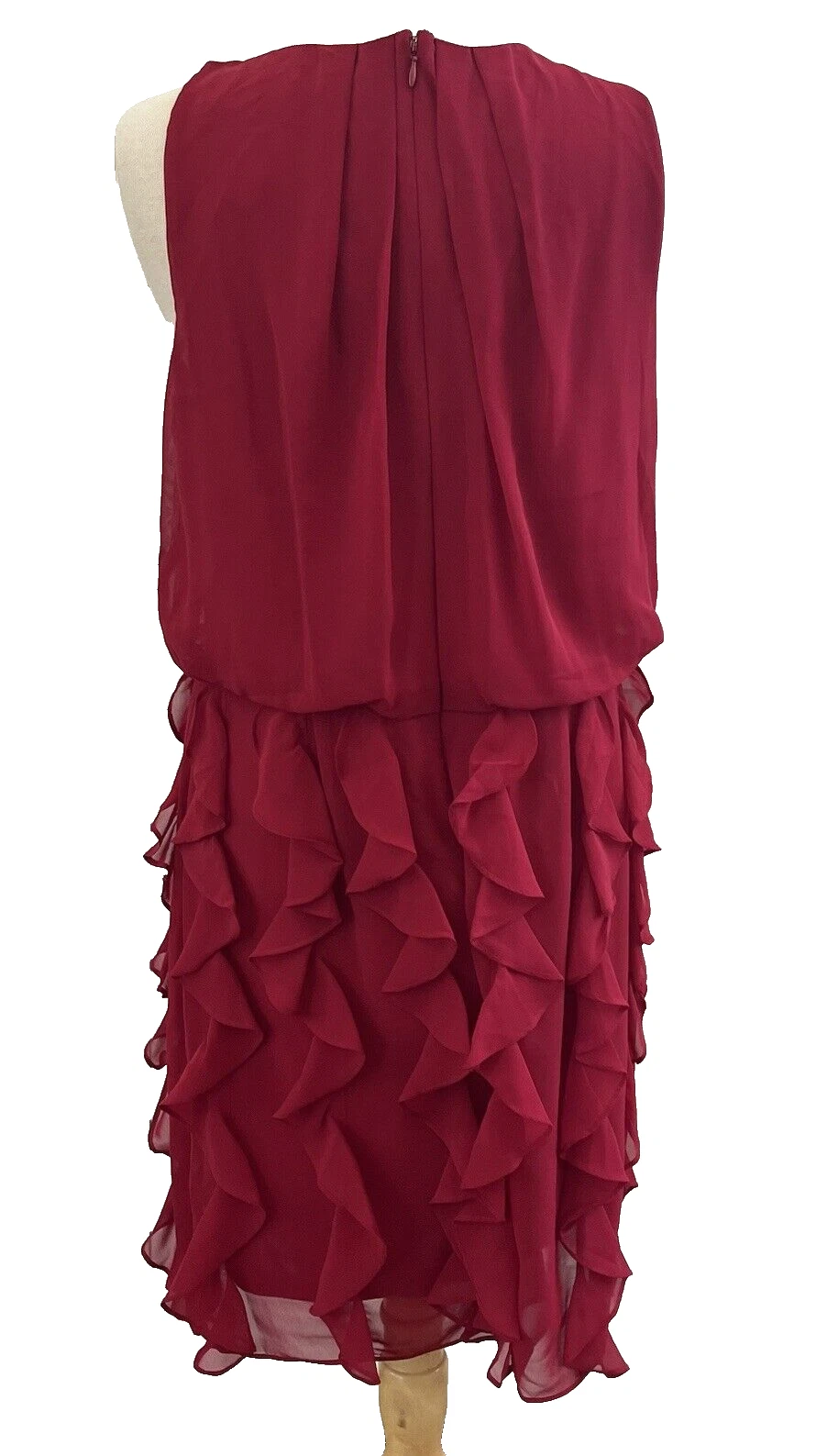 VALENTINO Abito donna Coldwa Creek nuovo con etichette taglia 14 rosso cascata volant senza maniche matrimonio