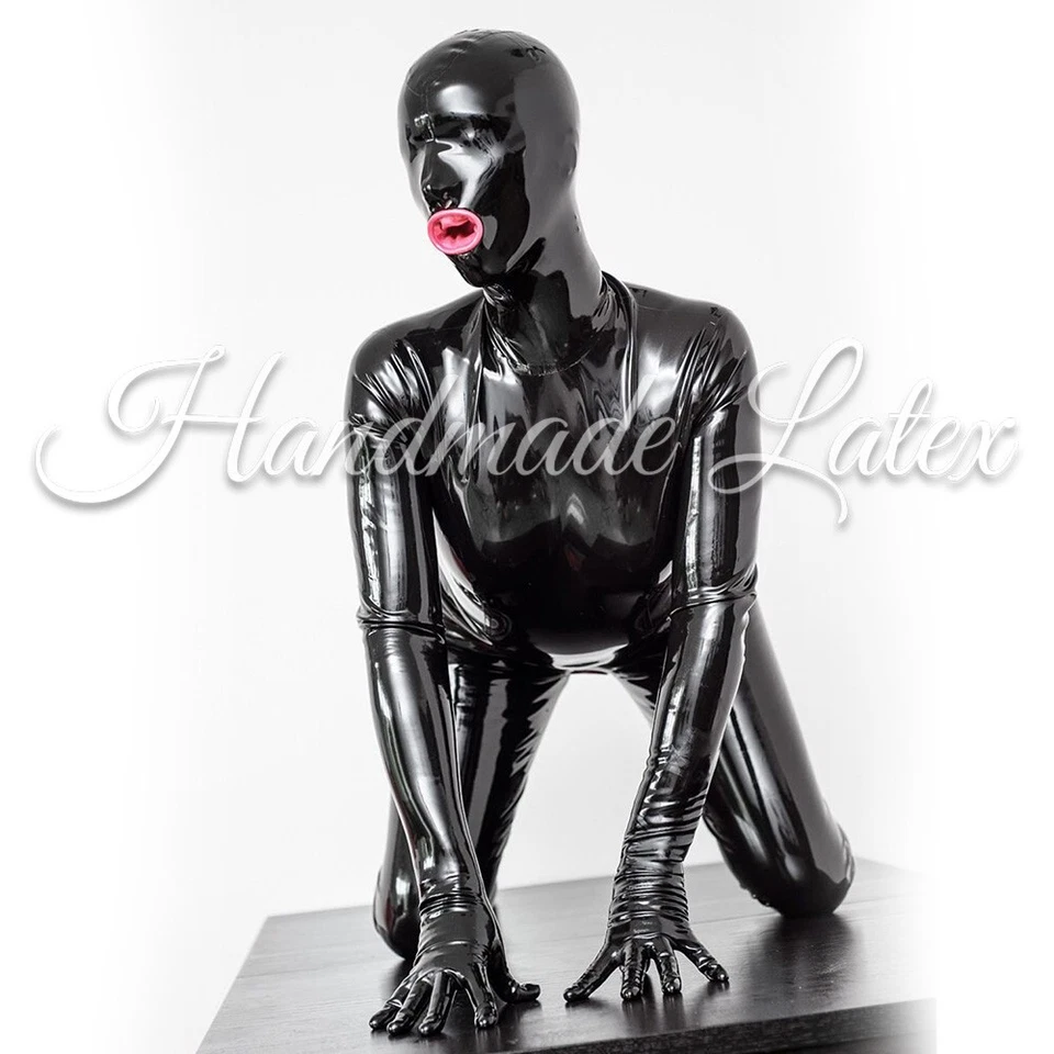 Unisex Latex Catsuit Full Bodysuit with 3 Sheaths Full face Coverage Sexy Play - Image 4 of 4