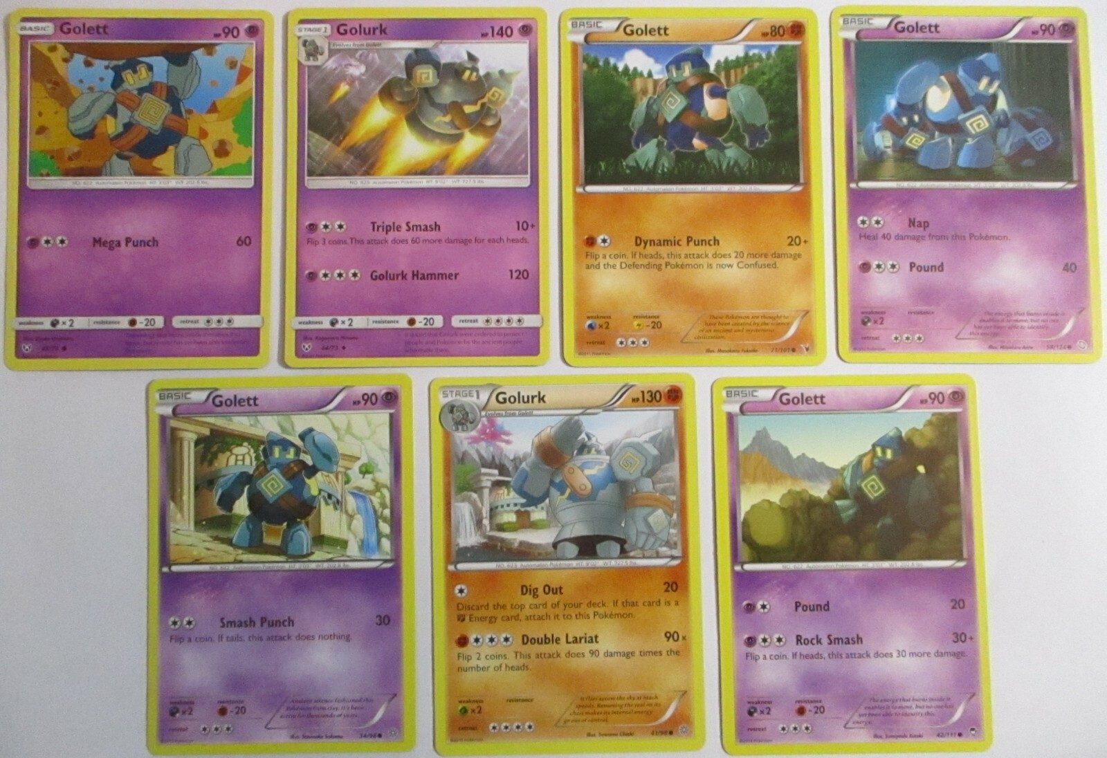 Golett & Golurk 7 Pokemon Card Various Sets No Dups
