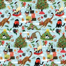 Feline Drive Fabric NOT AMEOWSED Pixie Play Christmas - Fat Quarter (18"x22") FQ