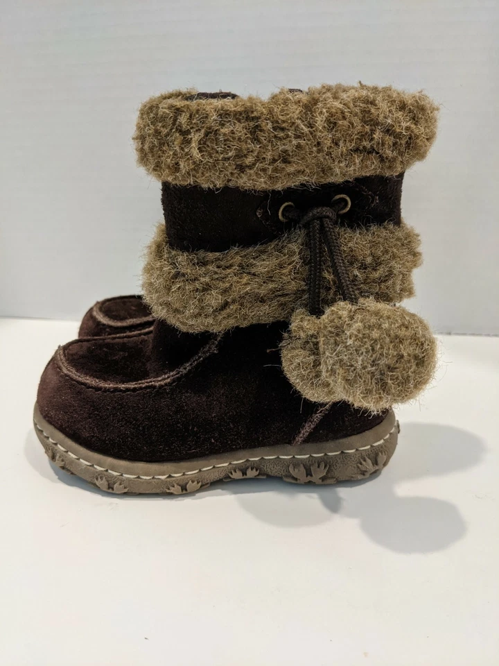 Botas de cuero marrón bajo pompones tostados niño pequeño talla 5 Isabel 6311-211 Foto 2 de 4