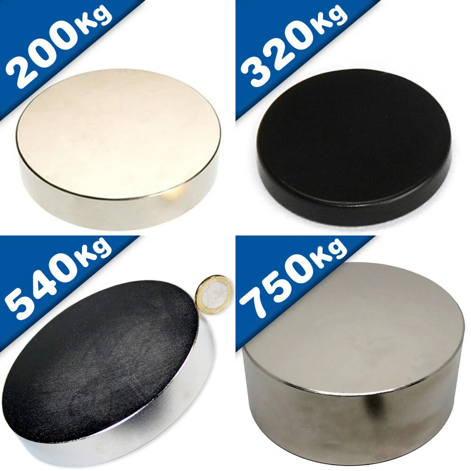 Extra starke Scheibenmagnete Neodym (NdFeB) Magnet-Scheiben, bis 750kg Haftkraft - Bild 2 von 3