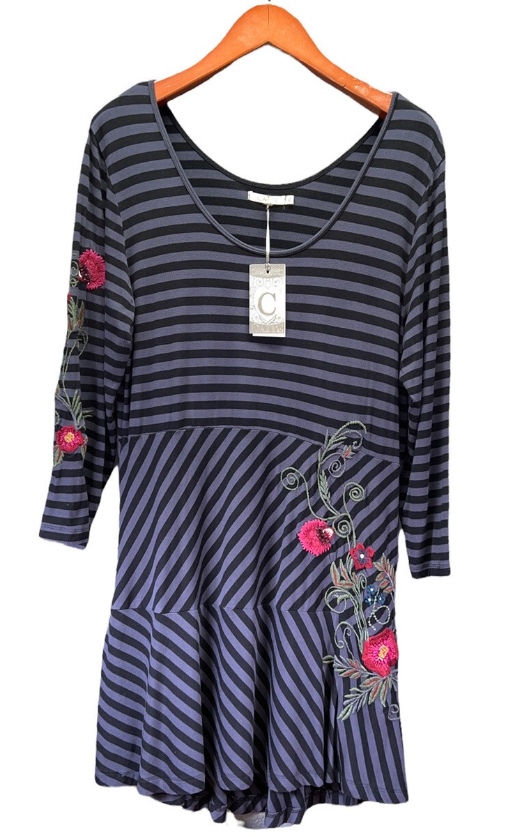 CAITE Embroidered ALine Dress Stiped Women XL NWT Retail $109 | eBay CAITE Embroidered ALine Dress Stiped Women XL NWT Retail $109 | eBay