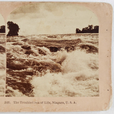 Niagara Falls River Rapids Stereoview c1890 Kilburn Antique New York Photo B1757