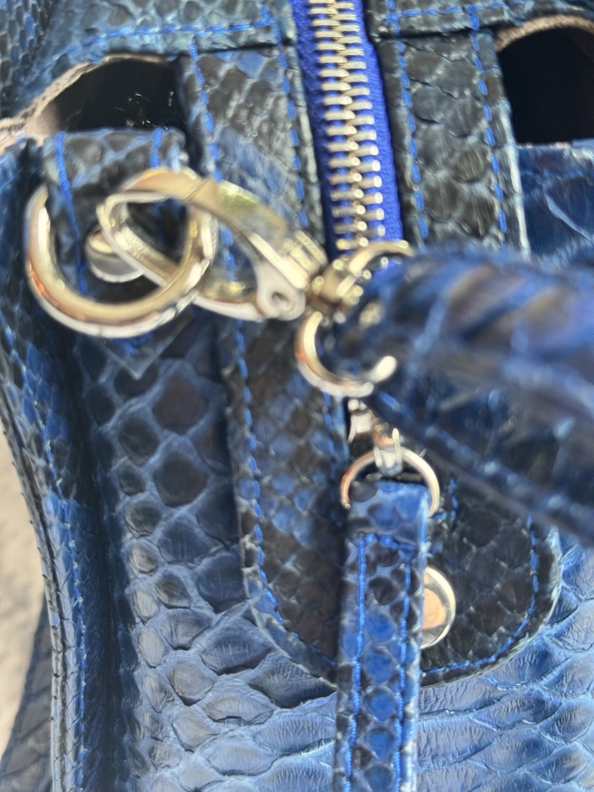 Genuine Indonesian Python Snakeskin Blue Structur… - image 4