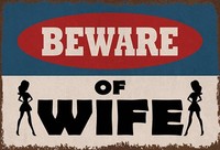 Holzschild 20X30 Cm Beware Of Wife Deko Geschenk Holz Schild