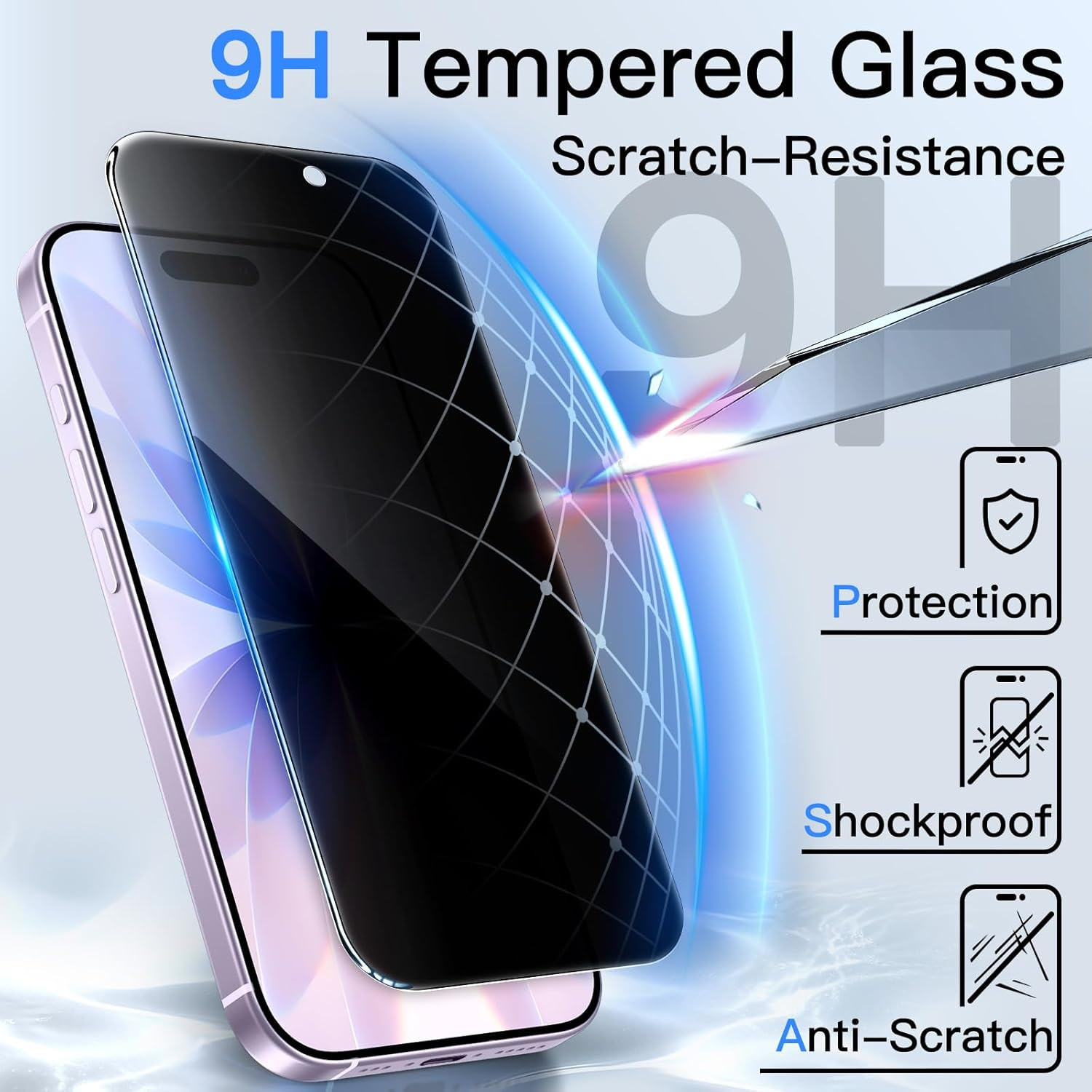 Privacy Screen Protector for Iphone 17 6.3-Inch, Anti-Spy Tempered Glass Film wi