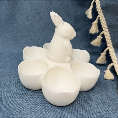 White 3D printed Rabbit Egg holder Easter Animal Novelty Matte Finish