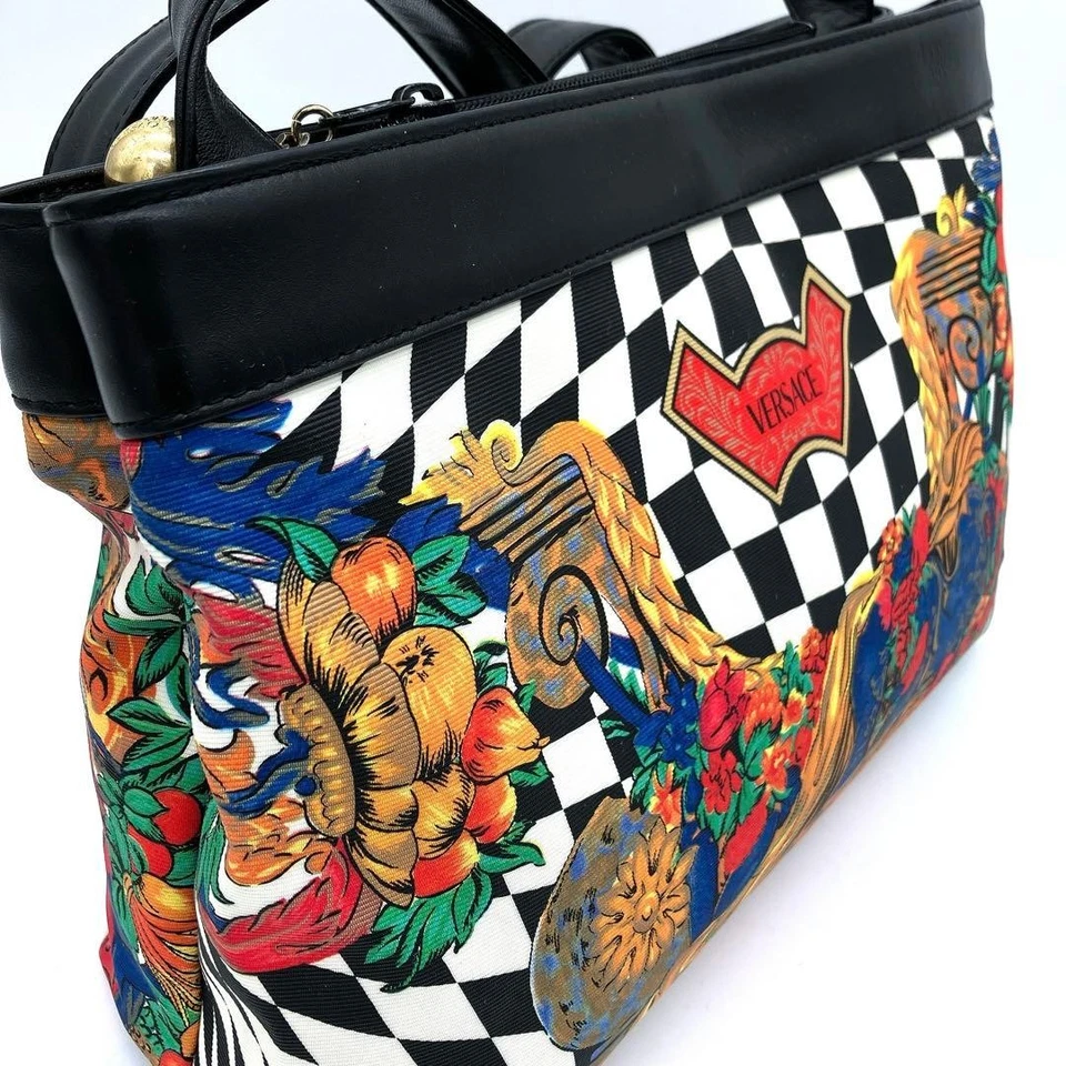 Gianni Versace Shoulder Bag Nylon Leather Black Multicolor Unisex Handbag - Image 4 of 4