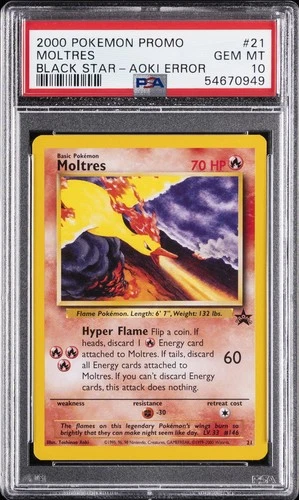 2000 POKEMON PROMO BLACK STAR TOSHINAO AOKI ERR #21 MOLTRES PSA 10