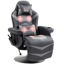 Image of HOMCOM Massage Recliner Chair with Remote, PU Leather Recliner Armchair Grey