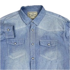 JACK SOUTH Pearl Snap Shirt Mens 2XL Long Sleeve Blue Faded Cowboy Western Rodeo