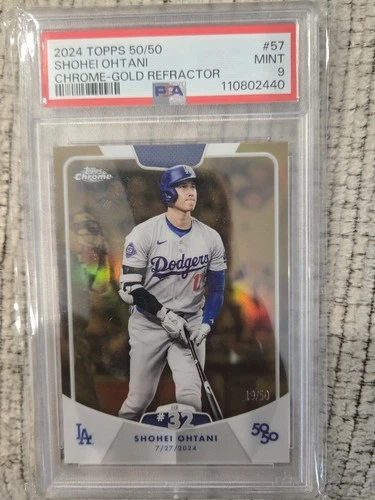 2024 Topps 50/50 Shohei Ohtani Chrome Gold Refractor /50 HR #57 PSA 9 Dodgers